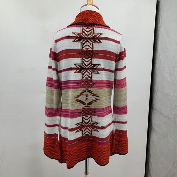 BCBGMaxazria Cardigan Womens L Large Aztec Open Front Draped Crochet Sweater - Picture 6 of 14